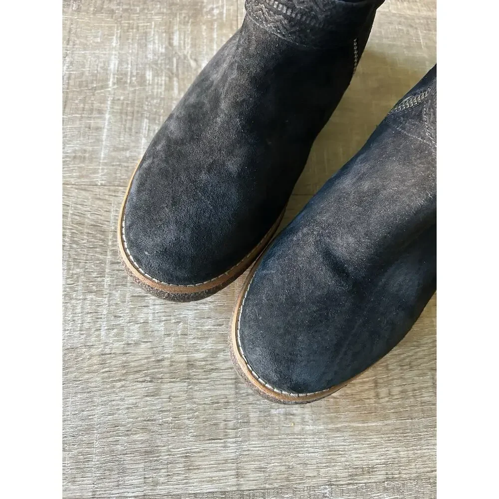 UGG Gellar Tall Boots Womens 7 Black Sheepskin Lined Suede Leather 1013196